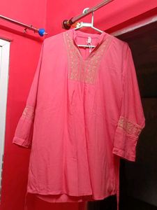 Coral Embroidered Tunic