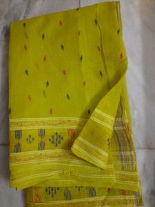 Beautiful Lime Green Cotton Jamdani Saree