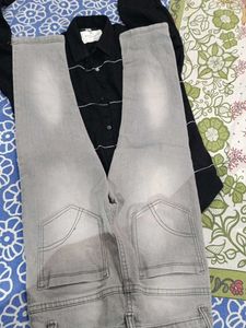 Striped Black Button-Down Shirt