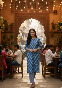 Elegant Blue Printed Kurta