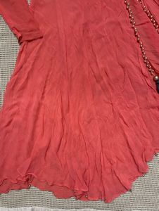 Coral Kurta With Slit
