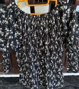 Floral Pleated Off-Shoulder Stylish Top