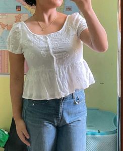 White Floral Top