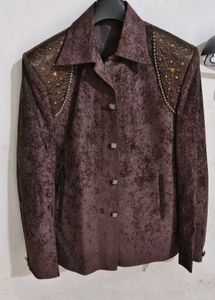 Velvet Blazer with Shoulder Detail