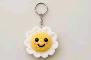 Daisy Flower Crochet Keychain