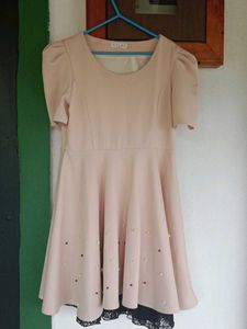 Pale Pink Dress with Pearl Detail