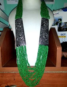 Green and Grey Beaded Necklace