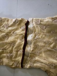 Golden Net Work Skirt And Sleeveless Top