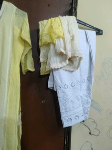 Yellow Embroidered Kurta Set Combo