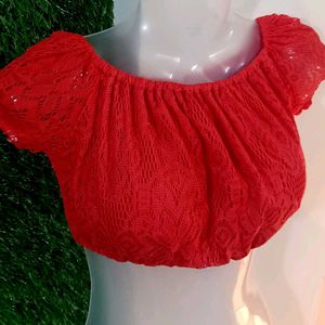 Red Lace Crop Top