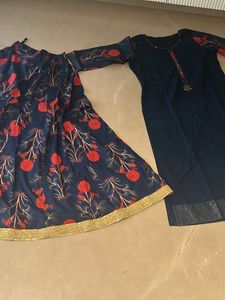 Elegant Navy Blue Floral Kurta Set