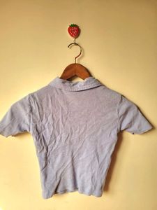 Bonkers Corner Ribbed Cropped Polo Top (XS)
