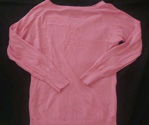 Pink V-Neck Button Detail Maternity Sweater