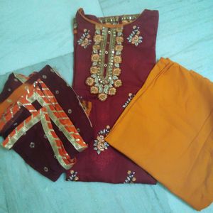 Maroon Embroidered Kurti