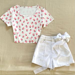 🍓strawberry Shortcake shouju Girl Whites Pink Top
