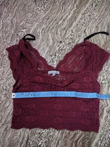 Burgundy/ Maroon Lace Net Top