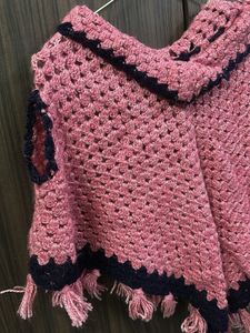 Pink Crochet Poncho