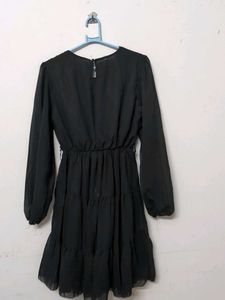 Black Tiered Long Sleeve Dress