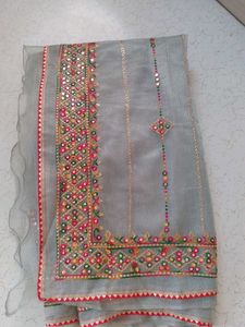 Elegant Embroidered Saree &amp; Blouse Set