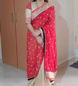 Elegant Red & Gold Sari