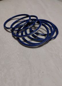 Blue With Silver Design Bangles
