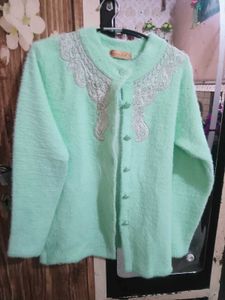 High quality Mint Green Embellished Cardigan