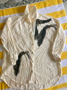 Vintage Leaf Print Button-Down