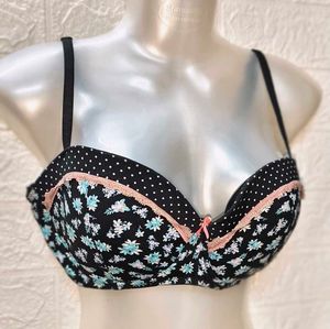 Floral Lace Cotton Blue Bra Size 40