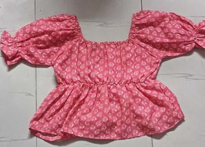 Pink Floral Ruched Top