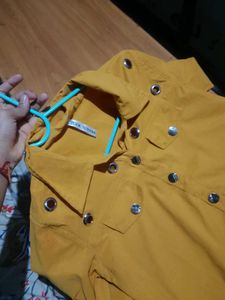 Mustard Button-Down with Grommets