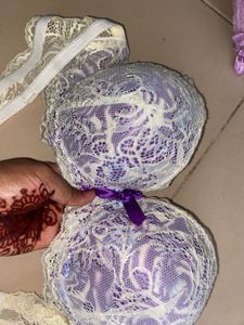 Padded Bra With Lavender N White Design