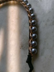 Dark Grey Pearl Beaded Royal Headband
