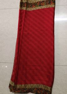 Checks And Red Saree Combo