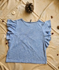 Blue Frill Arm Top From L.O.V. By Westside