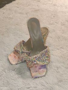 Woven Block Heel Mules
