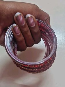 Red &amp; Gold Sparkle Bangle Set