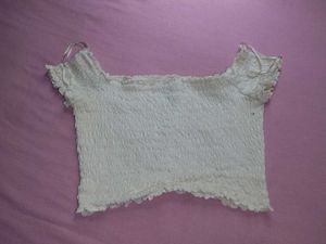 White Shirred Crop Top