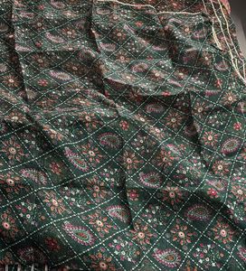 Green Printed Ethnic Lahenga With Unstitched Blous
