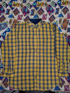 Yellow & Navy Blue Plaid Shirt