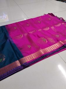 Elegant Mayil Blue Soft silk Saree