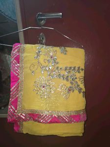 Elegant Yellow gota patti Saree