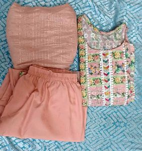 Floral Embroidery Print Kurta Set With Dupatta