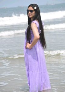 Lavender Polka Dot Maxi Dress