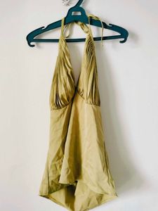 Elegant Green Gold Halter Top