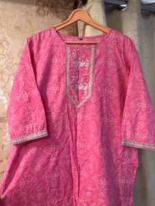 Beautiful Pink Embroidered Kurti, Bust-38/40 XXL