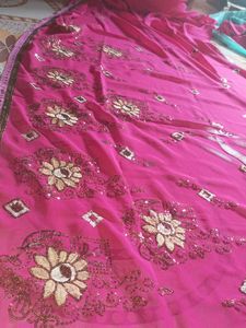 Pink Saree &amp; Blouse Set