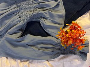 Greyish Blue Bardot Top . NEW WITHOUT PRICE TAG