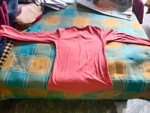 Girls Full T-shirt in Coral Colour