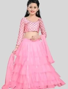 Girls Pink Lehenga Choli