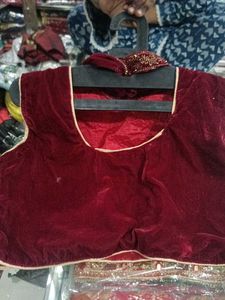 Embroidered Velvet Blouse